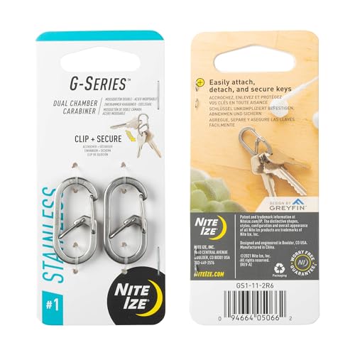 Nite Ize G-Series Dual Chamber Carabiner - Stainless - Size 1 - 8 Count (4 Pack) - Thumbnail 3