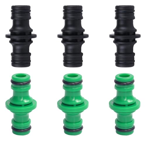 Connettore Tubo Giardino 1/2, 6 Pezzi Doppio Maschio Antigoccia con Guarnizione, Raccordo Estensione per Giardino e Lavaggio Auto