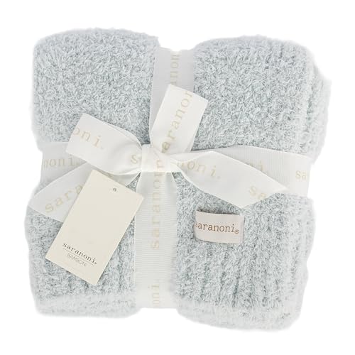 Image of Saranoni Bamboni Luxury Baby Blanket | Cozy & Soft Plush Receiving Blankets | Perfect for Girls & Infant Baby Boy Blankets | Light Blue - 30 inch x 40 inch