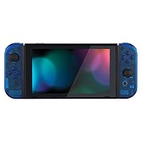 eXtremeRate Full Case für Nintendo Switch Joycon/Console, DIY-Ersatz Joy Con Shell/Tasten & Rückgehäuse & Kickstand, Custom Abdeckung Set für Nintendo Switch Konsole(Transparent Blau) – Ansicht 8