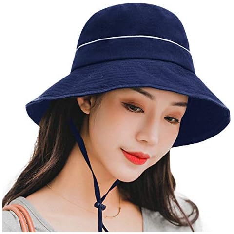 Women Sun Protection Hats Travel Wide Brim Chin Cord Elegant Summer Beach Cap UPF 50+ Cover