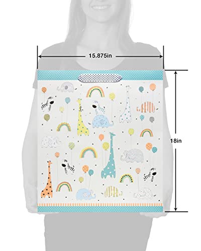 Image of Papyrus 18 inch Jumbo Gift Bag - Designed by House of Turnowsky (Zoo Animals with Balloons) for Baby Showers, Baby Sprinkles, New Baby, Baptisms, Christenings and All Baby Occasions (1 Bag)