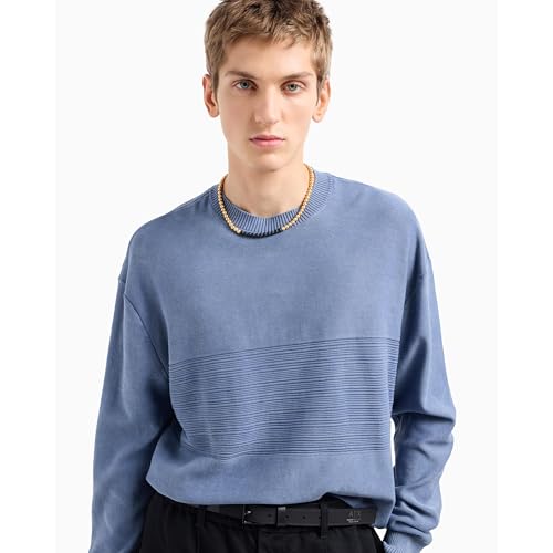 Pull en coton Armani Exchange sweater homme rayures horizontales tendance