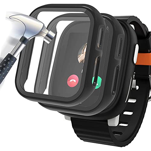 Acadeny Pack of 2 Case with Tempered Glass Screen Protector Compatible for Xplora X6 Play, 9H Hardness, 360° All-Round Protective Case, Ultra Thin Protective PC Case, Black + Transparent