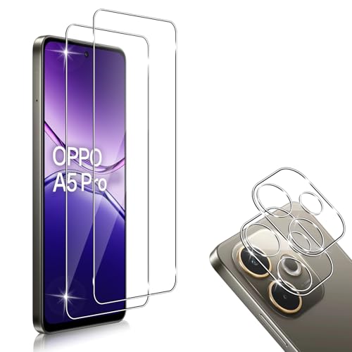 Screen Protector Compatibile con OPPO A5 Pro 4G 2 Pezzi Vetro Temperato + 2 Pellicola Fotocamera Senza Bolle Anti Graffio 9H Durezza Protettiva