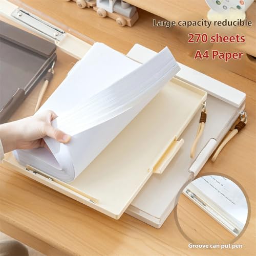 Mallette de rangement de documents 2 compartiments porte-bloc ABS rigide étanche école 24x35