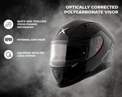 Image of Axor Apex Solid ISI ECE DOT Certified Matt Black Full Face Dual Visor Helmet for Men and Women with Pinlock Fitted Outer Clear Visor and Inner Smoke Sun Visor Dull Black(M)
