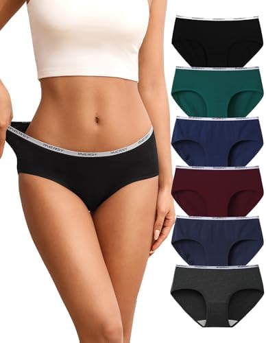 INNERSY Unterhosen Damen Baumwolle Slips Hipster Unterwäsche Frauen 6 Pack | 100% Baumwoll Schritt, Damenunterwäsche Mittlere Taille, Damenslips Bequem, Mid Slip Atmungsaktiv, Pant