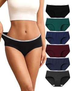 INNERSY Unterhosen Damen Baumwolle Slips Mehrpack Hipster Unterwäsche Set 6er Pack (L, Dunkle)