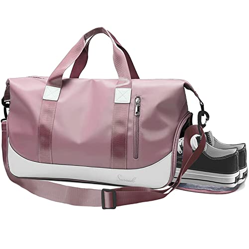 Suruid Bolsa Deporte, Bolsa de Viaje para Mujer y Hombre Bolsa de Gimnasio de Fin de Semana con Compartimento para Zapatos y Bolsillo Mojado Ligera e Impermeable Cover