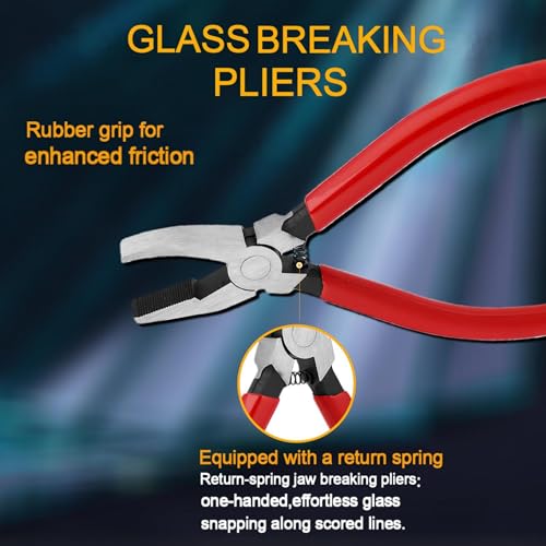 Upgrade Heavy Duty Glass Cutter Kit (2-20MM) - Precision Running Breaking Pliers for Stained Glass, Tiles, Mosaics & Fusing - Thumbnail 4