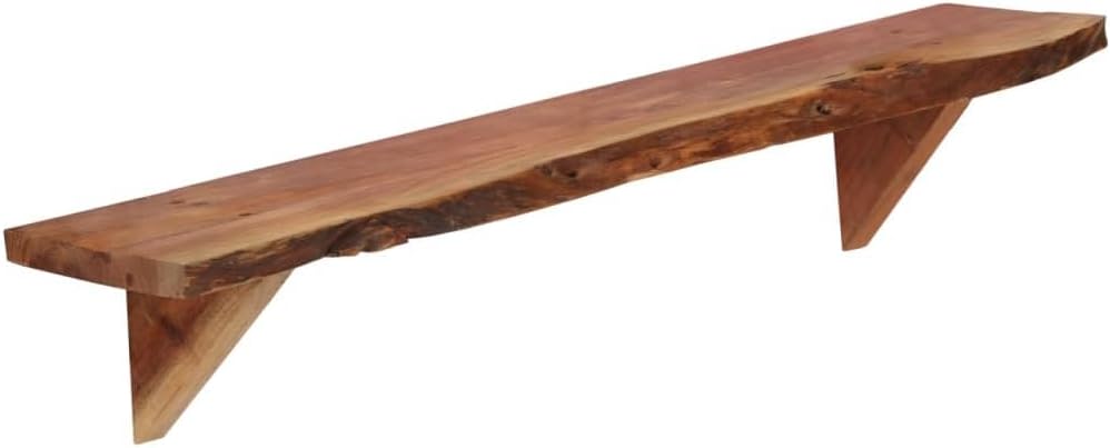 Wall Shelf Set of 2, Solid Acacia Wood, 35.4x7.9x7.1 inch, Rustic Floating Ledge for Living Room Decor, Bathroom Shelves
