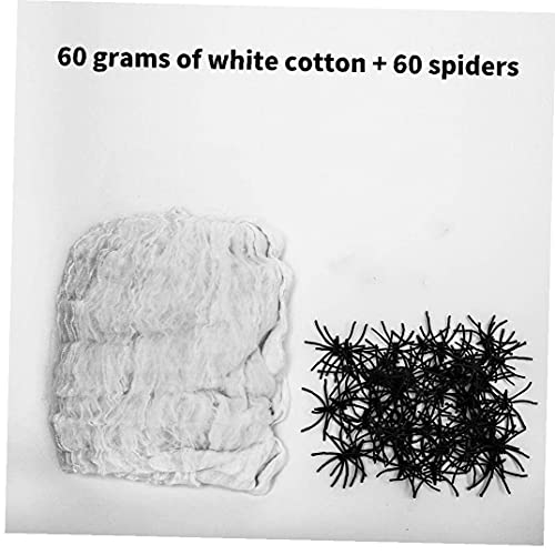 LjzlSxMF Halloween benodigdheden, Halloween Stretchable Spider Web Decoratie 60g spinnenwebben met 60 spinnen voor… - Afbeelding 4