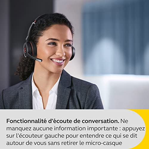 Jabra Evolve 75 SE UC Stereo Micro casque sur oreille Bluetooth sans fil Suppresseur de bruit actif USB certifié Zoom pour LINK MS - vue 9