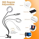 10X Magnifying Glass with Light and Timer, 2 in 1 Magnifying Desk Lamp, 3 Color Modes 10 Dimmable Brightness, Flexible Gooseneck Magnifier with Light for Craft Hobby Sewing Close Work(No Adapter) - Image 6