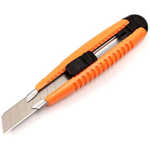 Nulink Retractable Utility Knife Cutter With Straight Handle, Metal Shielding Protection [Snap Off Lock Razor Blade] Cover