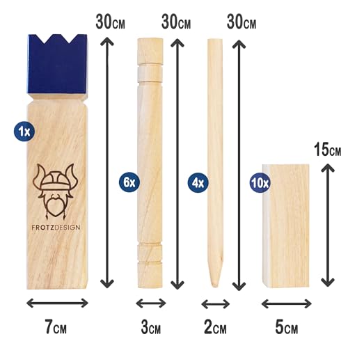 Kubb FrotzDesign – Wikingerspiel aus Gummiholz für 2-12 Spieler