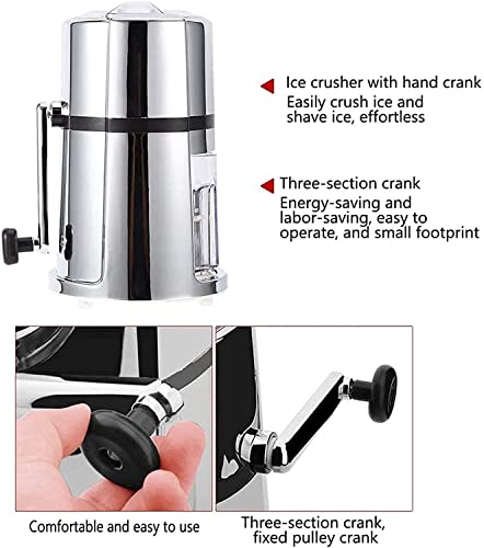 Image of Montavo by FnS Stainless Steel Ice Crusher Manual Machine with Stylish Mirrored Finish Includes a Scoop and Ice Tray