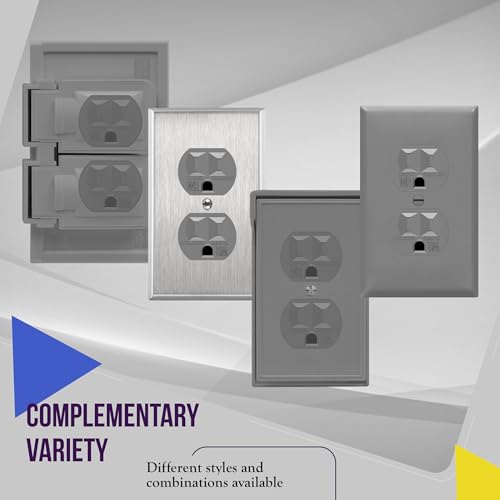 ENERLITES Duplex Receptacle, Tamper-Weather-Resistant, Residential Grade Outlets, 15A 125V, Self-Grounding, 2-Pole, 3-Wire, 5-15R, UL Listed, 61580-TWR-GY, Gray by ENERLITES - Image 7