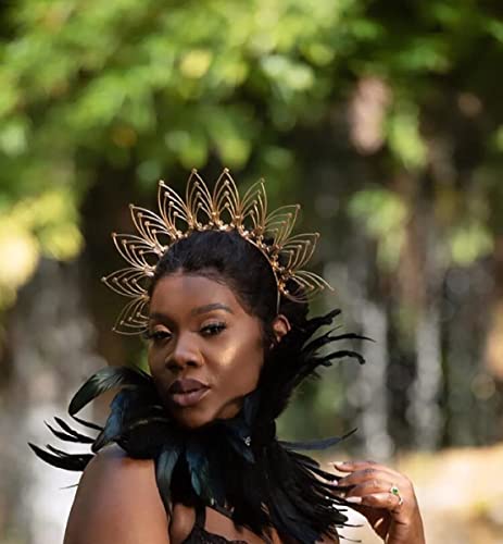 Homelex Gothic Victorian Black Natural Feather Collar Choker Halloween Shawl Cape #TOP2