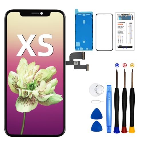DTD Wymiana ekranu dla iPhone XS czarny, 5,8-calowy wyświetlacz LCD dotykowy Digitizer montaż z zestawem narzędzi do naprawy A1920, A2097, A2098, A2099, A2100