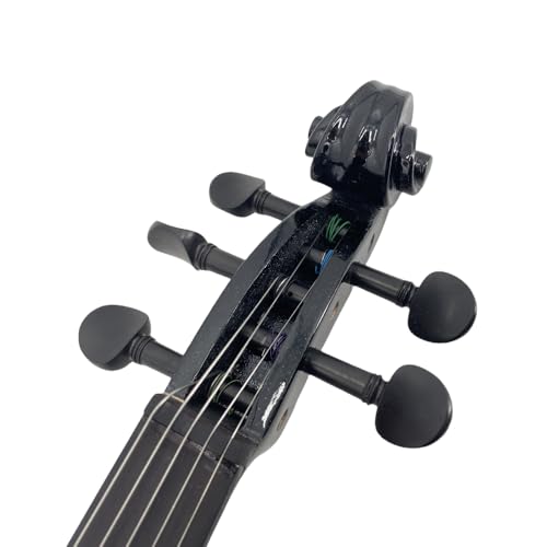 Image of Vetimobato Electric Violin 4 /4 Full Size Solid Wood Silent Violin Set for Adults Beginner Practice Electric Fiddle with Ebony Fittings Hard Case & Bow(5 String Black)