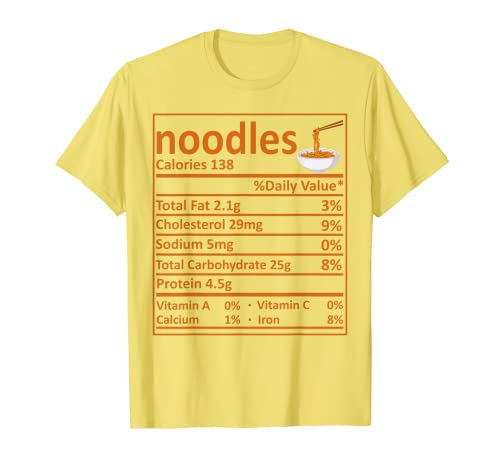 Fideos Nutrición Datos de Alimentos Divertido Traje de Acción de Gracias Camiseta