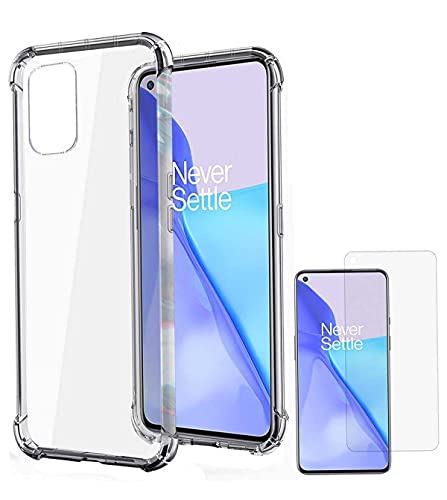 Image of Soft Flexible Silicone Back Cover Compatible with OnePlus 9, Transparent Case + Screen Guard