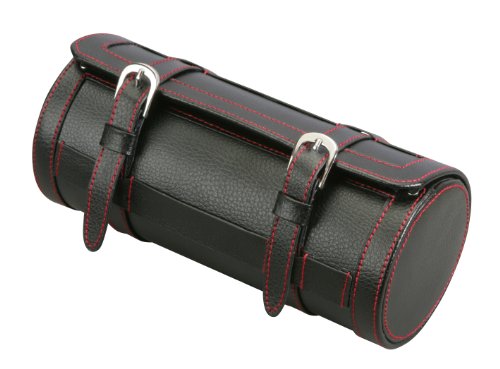 Diplomat 31-443 Black Leather Watch Travel Roll with Black Suede Interior Watch Case - Thumbnail 3