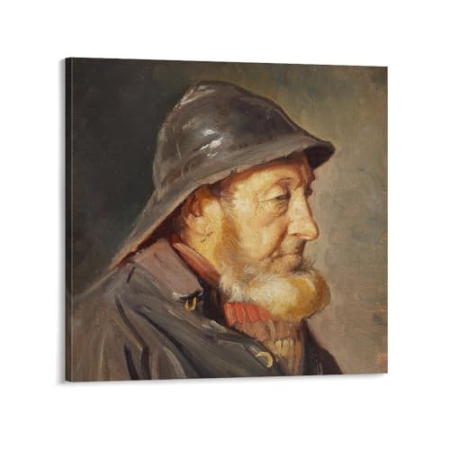 World Famous Oil Paintings Realism Fisherman Ole Svendsen Seen in Profile Facing Southwest Michael A Print Photo Art Painting Canvas Poster Home Decorative Bedroom Modern Decor Posters Gifts 24x24inch