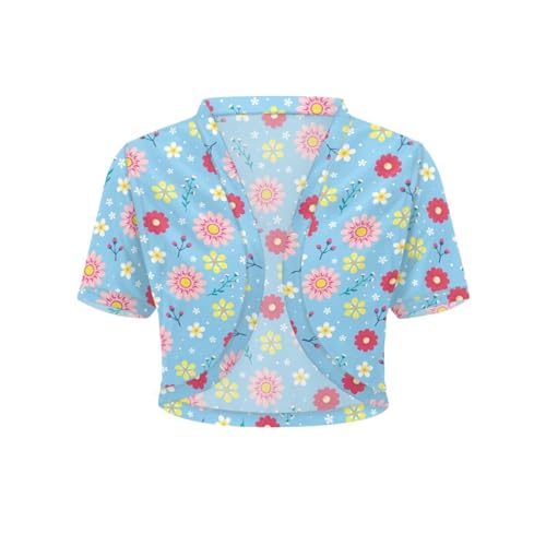 Image of Womens Short Sleeve Cardigans Lightweight Summer Cardigan Trendy Bolero Shrug Cute Floral Cardigan Sheer Bolero