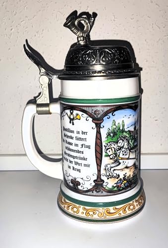 - 0,5 litri Rahm Bicchiere da collezione/boccale da birra con coperchio in peltro – Brocca postale/bicchiere da birra/bicchieri da birra/brocche di birra