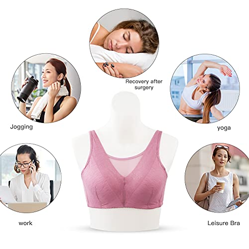 Polreta Mastectomy Bra With Pockets For Breast Prosthesis Women Everyday Bra Purple #TOP4