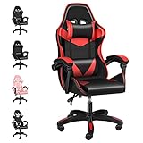 YSSOA Ergonomic Backrest and Seat Height Adjustable Swivel Recliner Racing Office Computer Video Game Chair,440lb Capacity, Black/Red