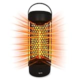 Igenix IG9650 Portable Electric Patio Tower Heater, 1200W, 3 Heat Settings, Heat Resistant Handle, Matt Black