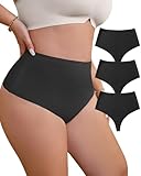 USEASY High waisted thong underwear for women Plus size seamless thongs for curvy women No show Panties 3 Pack...