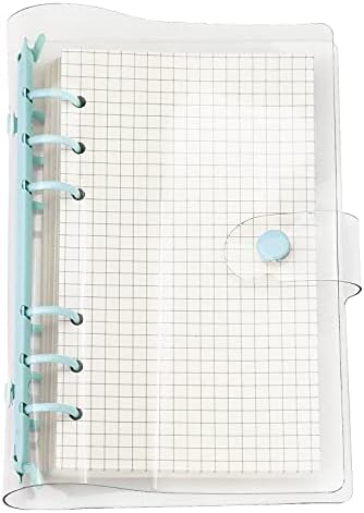 A6 A5 6-Holes Colorful PVC Cover Round Ring View Binder with Snap Button Closure File Folder (Black Rain, A6 Mini Set)