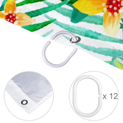 Rideau de douche imperméable fleurs et grenouilles pour éviter l'eau au sol - 5