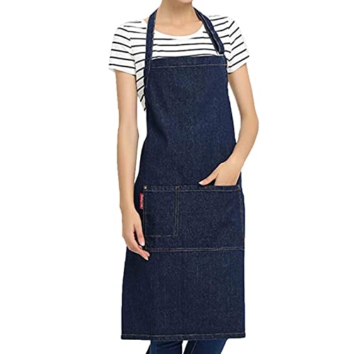 Delantales de Estilista para Mujeres con Bolsillos Delantales de Mezclilla para Hombres Delantal de Parrilla de Barbacoa Sin Mangas para restaurantes Barista