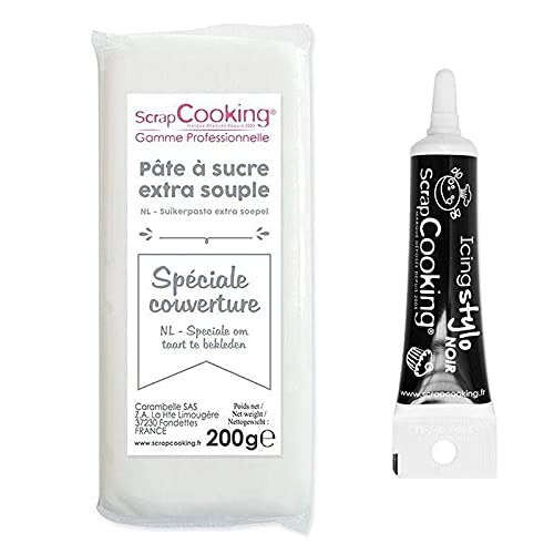 Fondant 200g Blanco + Icing Negro