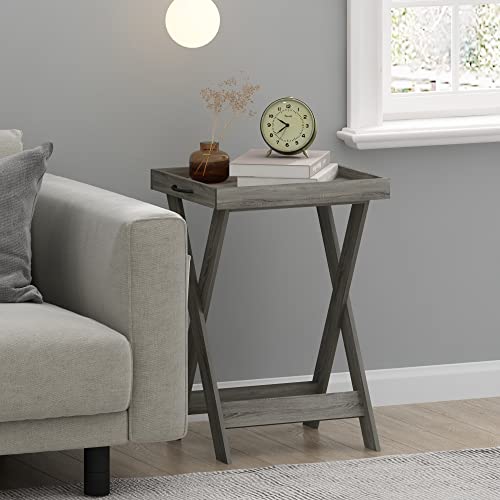 Image of Furinno Classic Tray Table with Removable Tray, French Oak