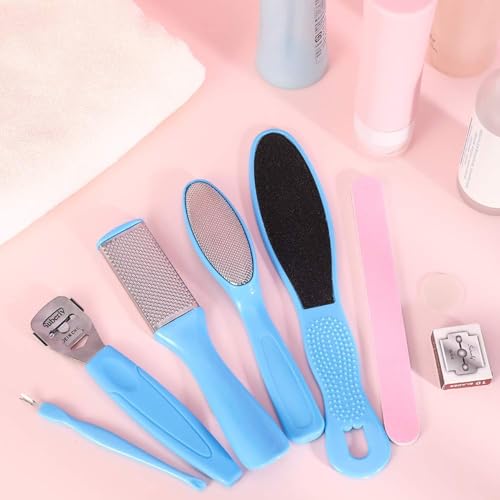 Image of Keli 8 Pcs Pedicure Tools Set for Men and Women - Professional Callus Remover Kit for Foot Care with Foot File, Dead Skin Remover, Heel Scraper & Nail Cleaner for Smooth Soft Feet at Home & Salon