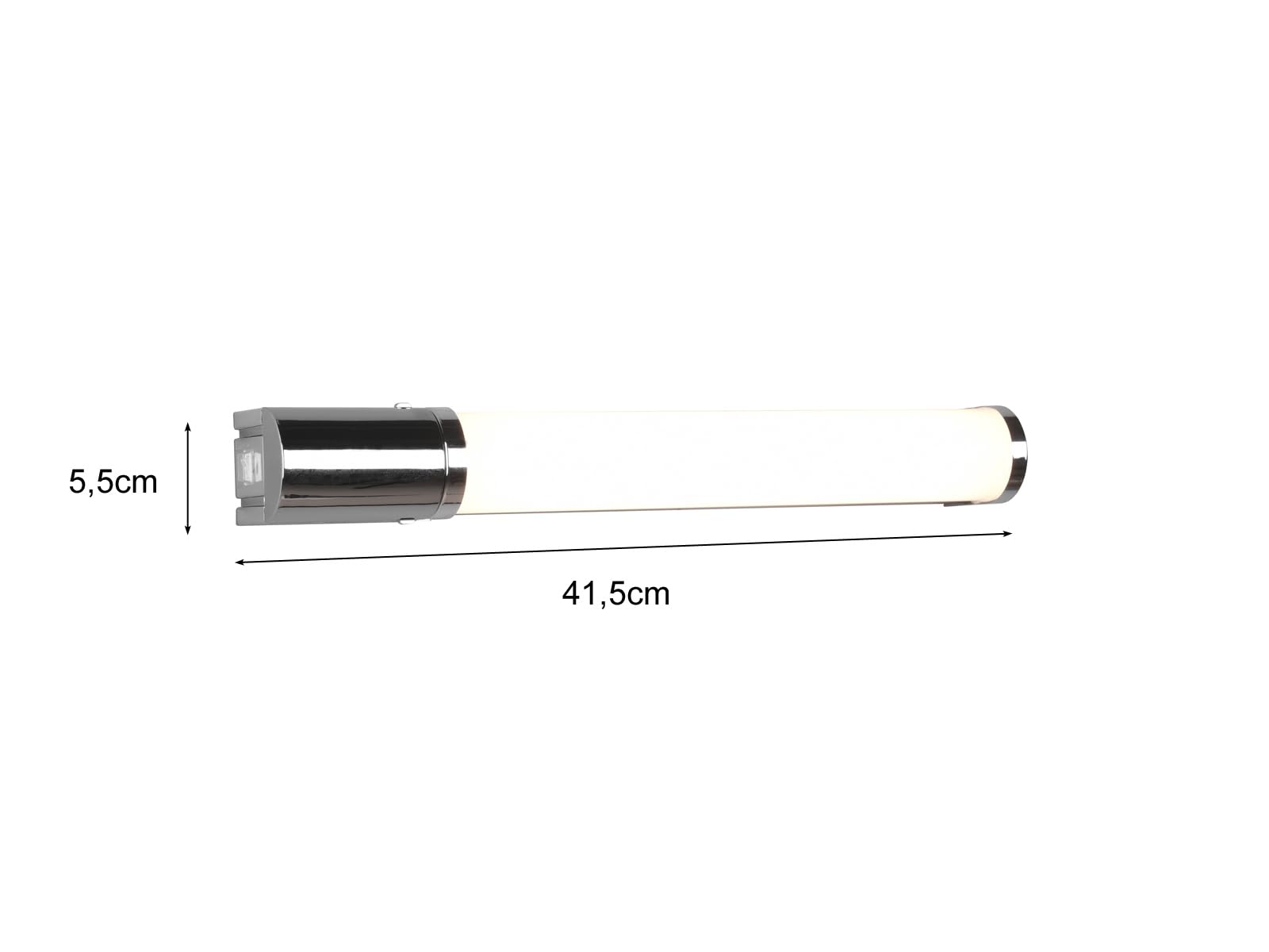 meineWunschleuchte 2er Set Badezimmer Wandleuchten mit Steckdose & Schalter in Silber Chrom, B 41,5cm