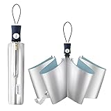 FDJASGY Silver Coating Layer Fabric Blocking UV 99.9% Sun Umbrella Compact Folding Travel Umbrella Automatic Folding Windproof Umbrellas For Men and Women (Blue)