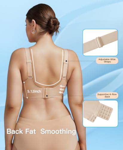 Image of Minimizer Bras for Women Full Coverage Wireless Plus Size Seamless Bralette Removable Pads Comfort 32A-42DD