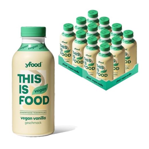 YFood Vegan Vanille | Laktose- & glutenfreier Nahrungsersatz | 26g Protein, 26 Vitamine & Mineralstoffe | Astronautennahrung - 25% des Kalorienbedarfs | Trinkmahlzeit, 12 x 500 ml | 3,00 € Pfand inkl.