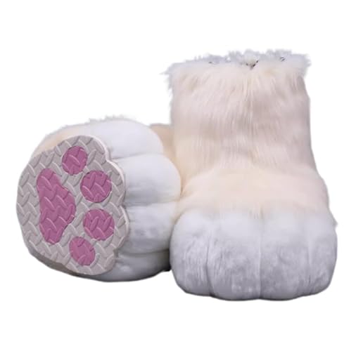 Rolamumu Furry Feet, Faux Fur Paws, Outdoor Animal Shoes, Fur Suit Feet, Halloween Cosplay Wearable Costume Lolita Dress Up(Small) - Small