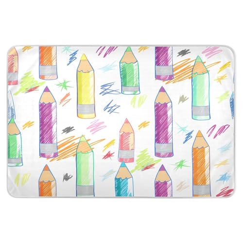 BOESI Doodle Color Pencils Waterproof Pads for Bedwetting and Incontinence, Reusable Pads, Reusable Diaper Pads for Bed, Sofa, Travel