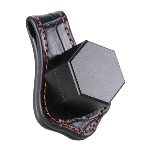 MOMOJIA Portable Fix Cue Chalk Bag with Belt Clip Hexagon Pool Chalk Holder Billiards Snookers Leather Belt Clip Chalk Case