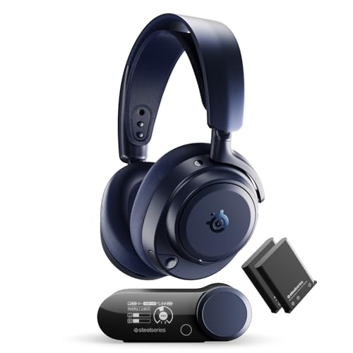 SteelSeries Arctis Nova Pro Omni HiRes-Wireless Gaming-Headset 96 kHz/24 Bit ANC ClearCast Pro-Mic KI-Geräuschunterdrückung Mobile App Mix 2 4 GHz + BT OmniPlay PC+PS5+Xbox Midnight Blue
